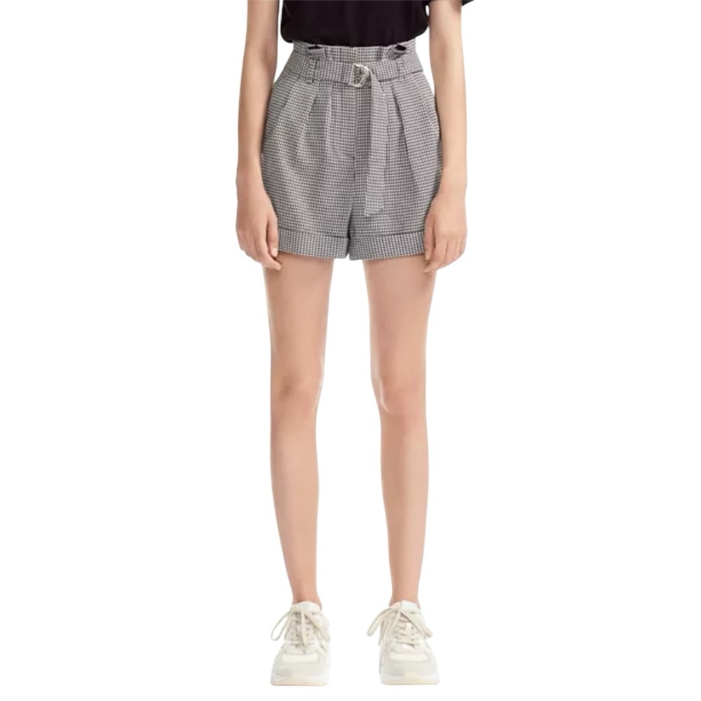 NWT Maje Imy Houndstooth belted high waisted shorts